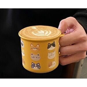 Kitty Cats Art Coffee Mug 12 Ounces White‎ & Tan New